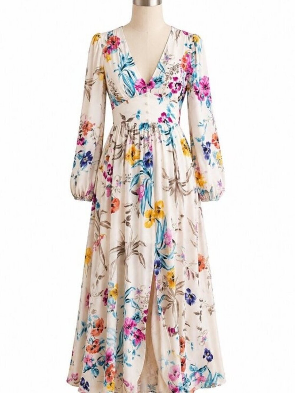 Toleen Flower Print Maxi Dress Small NWT